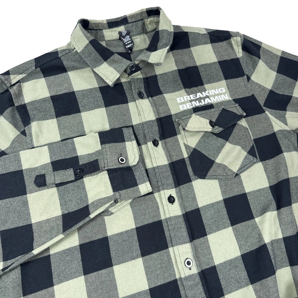Independent Trading Company Breaking Benjamin Shirt Men's XL Flannel Green Black